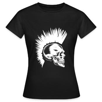 Rockmusiker Rocker Biker Totenkopf Irokese - Frauen T-Shirt - Schwarz - Vorne - AI Model Female 172 dark (172cm)