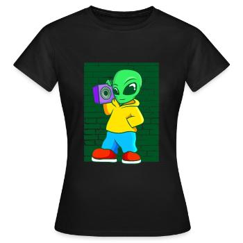 Alien Old School Hip Hop Kofferradio Street Art - T-shirt Femme - noir - Devant - AI Model Female 172 dark (172cm)