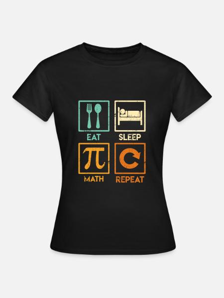 Proverbe mathématicien Eat Sleep Math Repeat - T-shirt Femme - noir