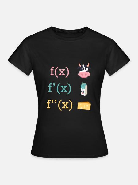 Mathe Spaß Kuh Milch Käse Ableitung - Frauen T-Shirt - Schwarz