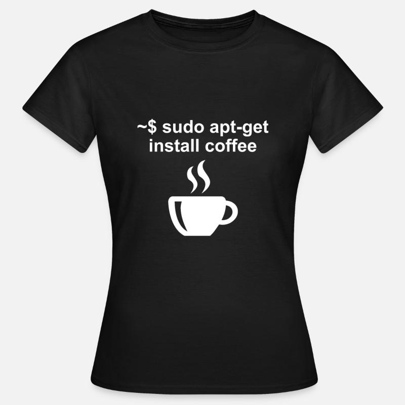 Linux Code Kaffee Kaffeetrinker Büro Geschenk - Frauen T-Shirt - Schwarz