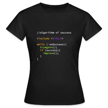 Succès programmeur à succès algorithme - T-shirt Femme - noir - Devant - AI Model Female 172 dark (172cm)