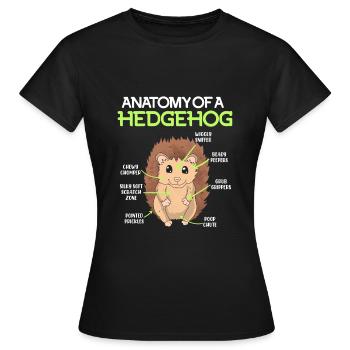 Anatomie d’un hérisson - T-shirt Femme - noir - Devant - AI Model Female 172 dark (172cm)