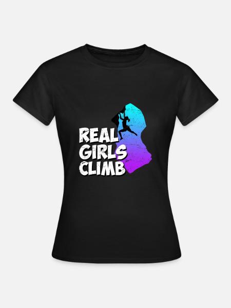 Escalader un rocher en disant que de vraies filles grimpent - T-shirt Femme - noir