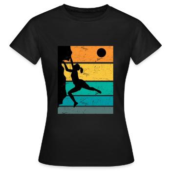 Retro Boulder Felsklettern Freiklettern - Frauen T-Shirt - Schwarz - Vorne - AI Model Female 172 dark (172cm)