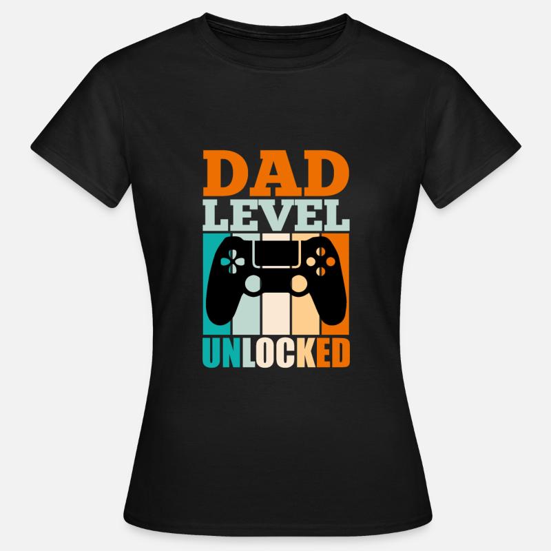 Dad Level ulåst far-til-være 2022 Gaming - Dame-T-shirt - sort