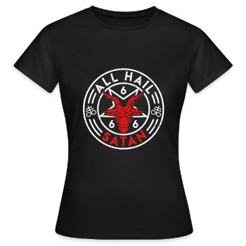 Satan Ziege All Hail Satan Bafomet Baphomet - Frauen T-Shirt - Schwarz - Vorne - AI Model Female 172 dark (172cm)