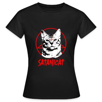 Antichrist Satanicat Satan Katze Teufel - Frauen T-Shirt - Schwarz - Vorne - AI Model Female 172 dark (172cm)
