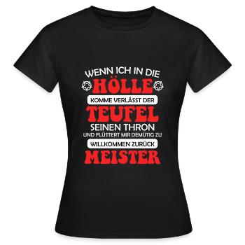 Teufel Satan Antichristen 666 Spruch - Frauen T-Shirt - Schwarz - Vorne - AI Model Female 172 dark (172cm)