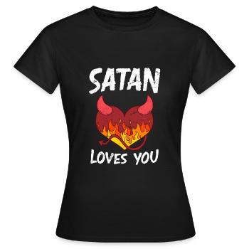 Satan loves You Party Teufel Antichrist - Frauen T-Shirt - Schwarz - Vorne - AI Model Female 172 dark (172cm)