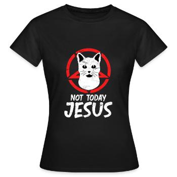 Pas aujourd’hui Jésus Diable Chat Satan Antéchrist - T-shirt Femme - noir - Devant - AI Model Female 172 dark (172cm)