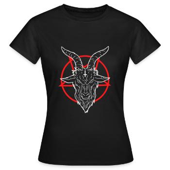 666 Satan Diable Antéchrist Chèvre Pentagramme - T-shirt Femme - noir - Devant - AI Model Female 172 dark (172cm)