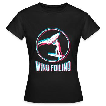 Wing Foiling Wing Surf Wing Foiler - Frauen T-Shirt - Schwarz - Vorne - AI Model Female 172 dark (172cm)