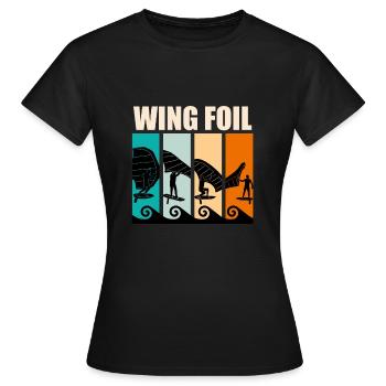 Retro Wing Surf Wing Foil Wing Foil - T-shirt Femme - noir - Devant - AI Model Female 172 dark (172cm)