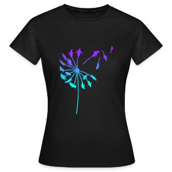 Pinguin Pusteblume Löwenzahn moderne Kunst - Frauen T-Shirt - Schwarz - Vorne - AI Model Female 172 dark (172cm)