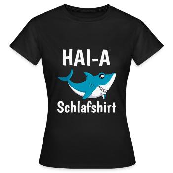 Hai-A Schlafshirt offizielles Schlaf - Frauen T-Shirt - Schwarz - Vorne - AI Model Female 172 dark (172cm)