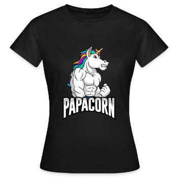 Papacorn Einhorn Vater werdender Papa - Frauen T-Shirt - Schwarz - Vorne - AI Model Female 172 dark (172cm)
