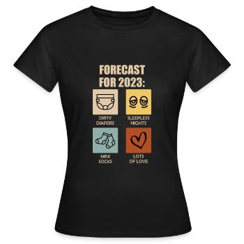 Werdende Eltern 2023 Vorhersage 2023 - Frauen T-Shirt - Schwarz - Vorne - AI Model Female 172 dark (172cm)