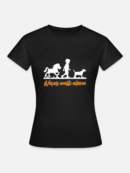 Pferd Hund Reiterin Pferde Mädchen - Frauen T-Shirt - Schwarz