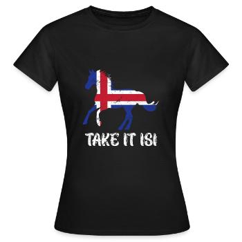 Prenez-le Isi Cheval islandais - T-shirt Femme - noir - Devant - AI Model Female 172 dark (172cm)