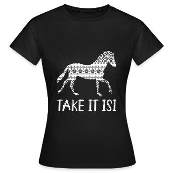 Prenez-le Isi Cheval islandais - T-shirt Femme - noir - Devant - AI Model Female 172 dark (172cm)