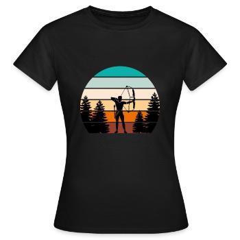 Vintage Archer Compound Bow Archery - Women's T-Shirt - black - Front - AI Model Female 172 dark (172cm)