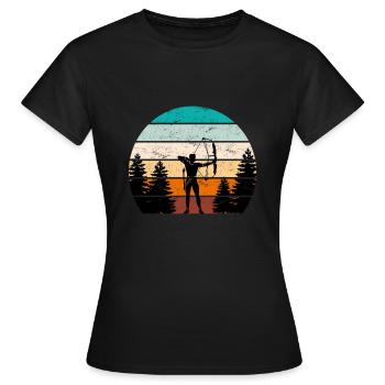 Vintage Archer Compound Bow Archery - Women's T-Shirt - black - Front - AI Model Female 172 dark (172cm)