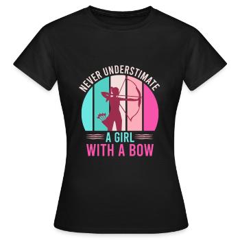 Never underestimate a girl with bow bow bow - Women's T-Shirt - black - Front - AI Model Female 172 dark (172cm)