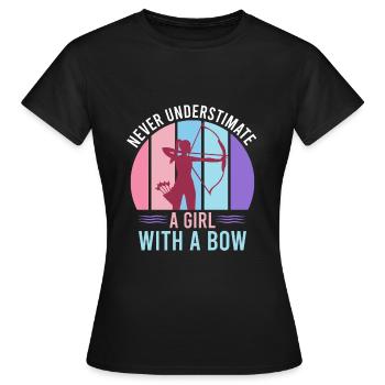 Never underestimate a girl with bow bow bow - Women's T-Shirt - black - Front - AI Model Female 172 dark (172cm)