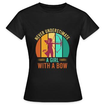 Never underestimate a girl with bow bow bow - Women's T-Shirt - black - Front - AI Model Female 172 dark (172cm)
