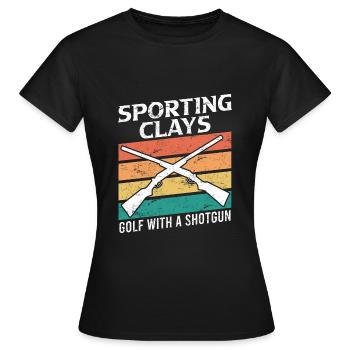 Golf de tir au pigeon d’argile avec fusil de chasse - T-shirt Femme - noir - Devant - AI Model Female 172 dark (172cm)