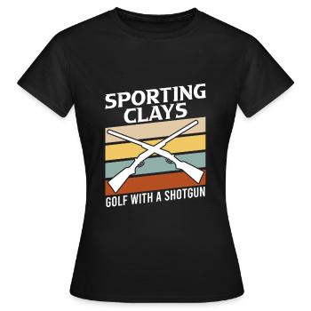 Golf de tir au pigeon d’argile avec fusil de chasse - T-shirt Femme - noir - Devant - AI Model Female 172 dark (172cm)