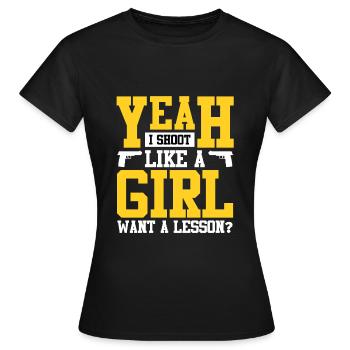 Girl Shooting Damen Tontaubenschießen - Frauen T-Shirt - Schwarz - Vorne - AI Model Female 172 dark (172cm)
