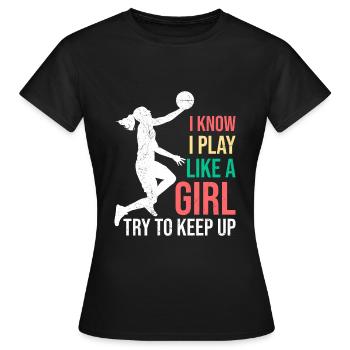 Women's Basketball - Women's T-Shirt - black - Front - AI Model Female 172 dark (172cm)