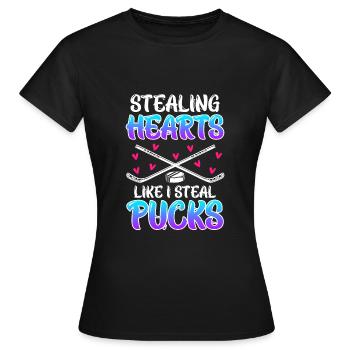 Stealing Hearts like i steal Pucks - Women's T-Shirt - black - Front - AI Model Female 172 dark (172cm)