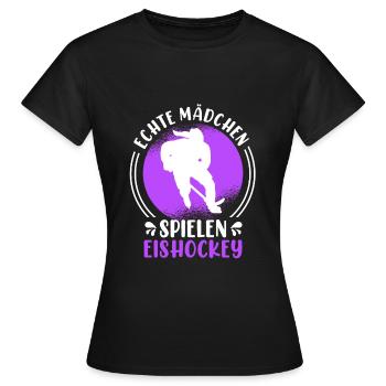 Echte Mädchen spielen Eishockey Damen - Frauen T-Shirt - Schwarz - Vorne - AI Model Female 172 dark (172cm)