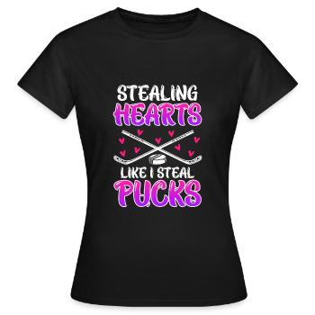 Stealing Hearts like i steal Pucks - Women's T-Shirt - black - Front - AI Model Female 172 dark (172cm)