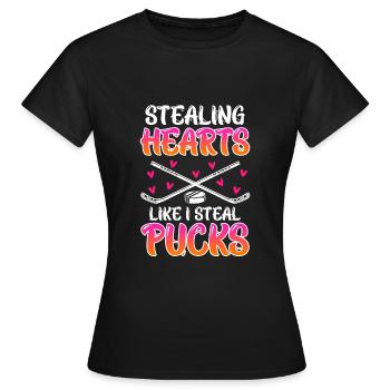Stealing Hearts like i steal Pucks - Women's T-Shirt - black - Front - AI Model Female 172 dark (172cm)