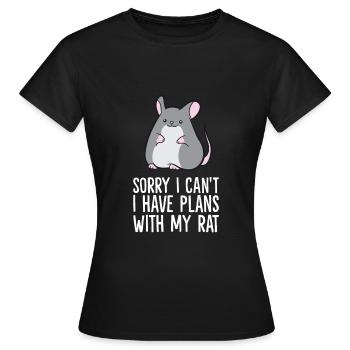Malheureusement je ne peux pas, j’ai des plans avec mon - T-shirt Femme - noir - Devant - AI Model Female 172 dark (172cm)