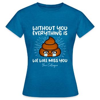 Changement d’emploi collègue Adieu cadeau retraite - T-shirt Femme - bleu saphir antique chiné - Devant - AI Model Female 172 dark (172cm)