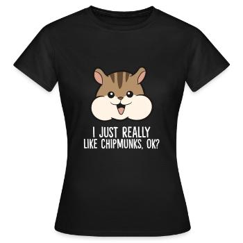 J’aime beaucoup les Chipmunks - T-shirt Femme - noir - Devant - AI Model Female 172 dark (172cm)
