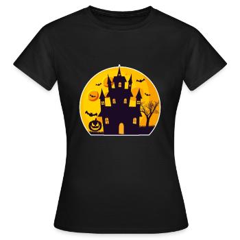 Grusel Schloss Halloween - Frauen T-Shirt - Schwarz - Vorne - AI Model Female 172 dark (172cm)