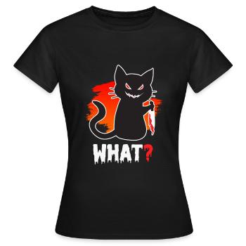 Chat tueur Halloween - T-shirt Femme - noir - Devant - AI Model Female 172 dark (172cm)