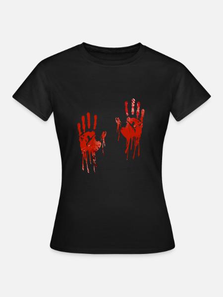 Halloween blutige Hände - Frauen T-Shirt - Schwarz