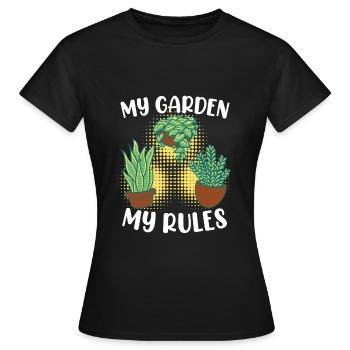 Mein Garten meine Regeln Schrebergarten - Frauen T-Shirt - Schwarz - Vorne - AI Model Female 172 dark (172cm)