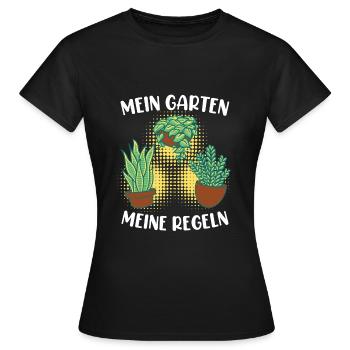 Mein Garten meine Regeln Schrebergarten - Frauen T-Shirt - Schwarz - Vorne - AI Model Female 172 dark (172cm)
