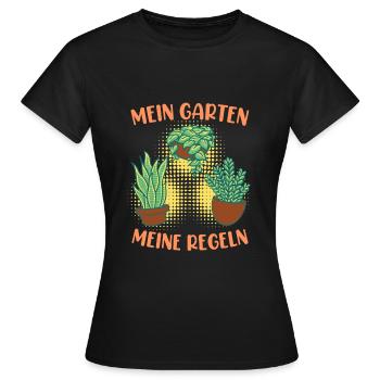 Mein Garten meine Regeln Schrebergarten - Frauen T-Shirt - Schwarz - Vorne - AI Model Female 172 dark (172cm)