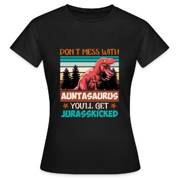 Ne jouez pas avec tante à tante dinosaure - T-shirt Femme - noir - Devant - AI Model Female 172 dark (172cm)