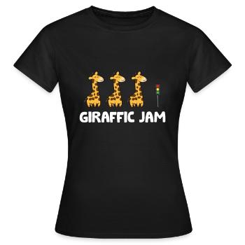 Giraffic Jam Giraffe Pun Traffic Jam Funny Giraffe - Women's T-Shirt - black - Front - AI Model Female 172 dark (172cm)