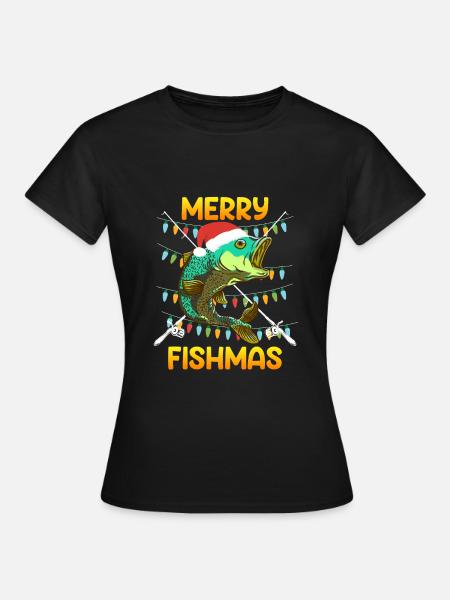 Angler Weihnachten Merry Fishmas Fisch - Frauen T-Shirt - Schwarz